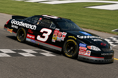 Dale Earnhardt driving the black number 3 Chevrolet